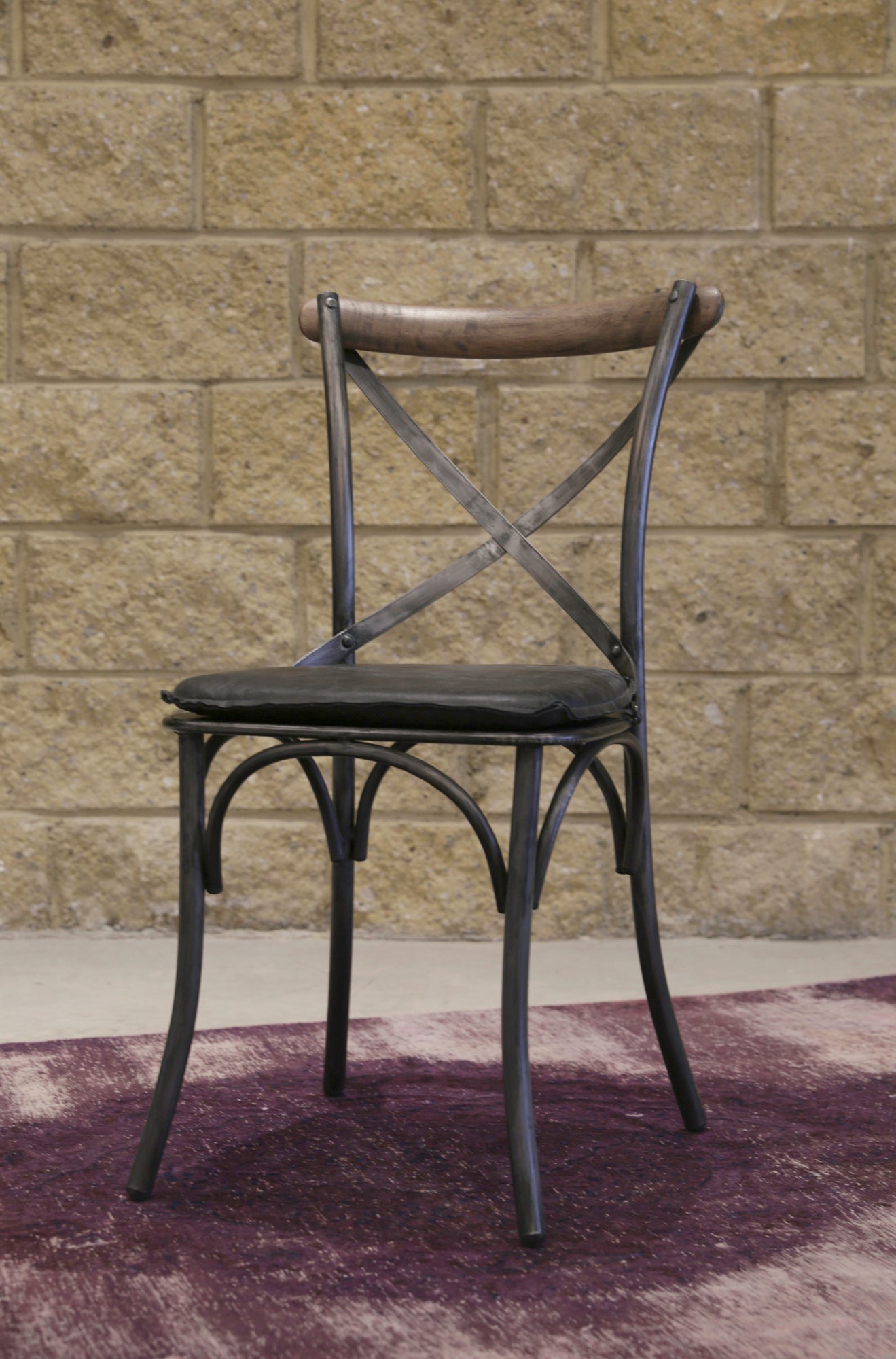 Metal Crossback Chair with Black Seat Cushion - comfortable seating for dining and office spaces | Image 2 | InSTYLE Home & Rugs