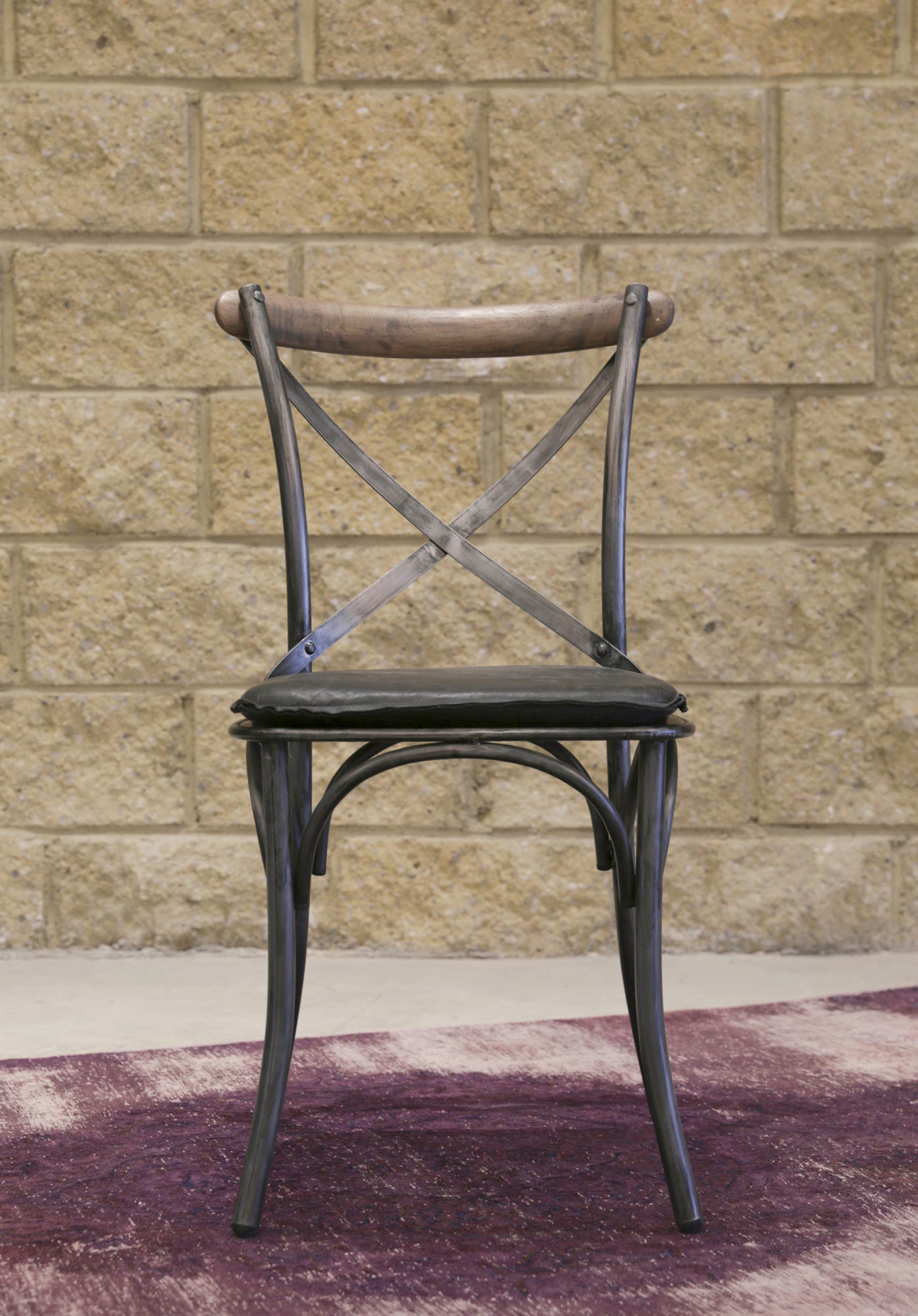 Metal Crossback Chair with Black Seat Cushion - comfortable seating for dining and office spaces | Image 5 | InSTYLE Home & Rugs