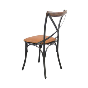 Metal Crossback Chair with Cognac Seat Cushion - durable construction for long-lasting use | Image 3 | InSTYLE Home & Rugs