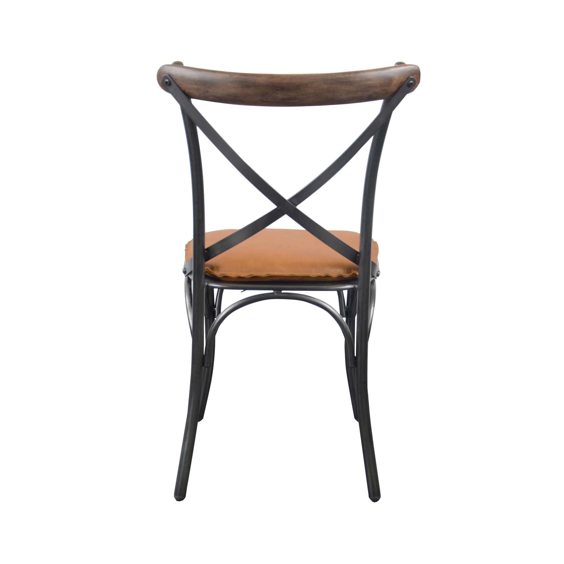 Metal Crossback Chair with Cognac Seat Cushion - durable construction for long-lasting use | Image 4 | InSTYLE Home & Rugs