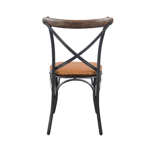 Metal Crossback Chair with Cognac Seat Cushion - durable construction for long-lasting use | Image 4 | InSTYLE Home & Rugs