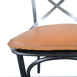 Metal Crossback Chair with Cognac Seat Cushion - durable construction for long-lasting use | Image 5 | InSTYLE Home & Rugs