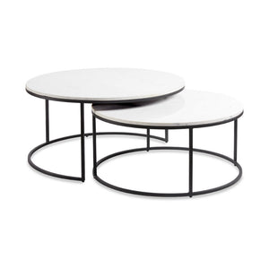 AMELIA Nesting Coffee Tables (set of 2) Marble top Black steel - modern black occasional table | Image 2 | InSTYLE Home & Rugs