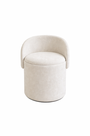 JULLIEN Storage Vanity Chair swivel Ivory Nubby Linen fabric | InSTYLE Home & Rugs
