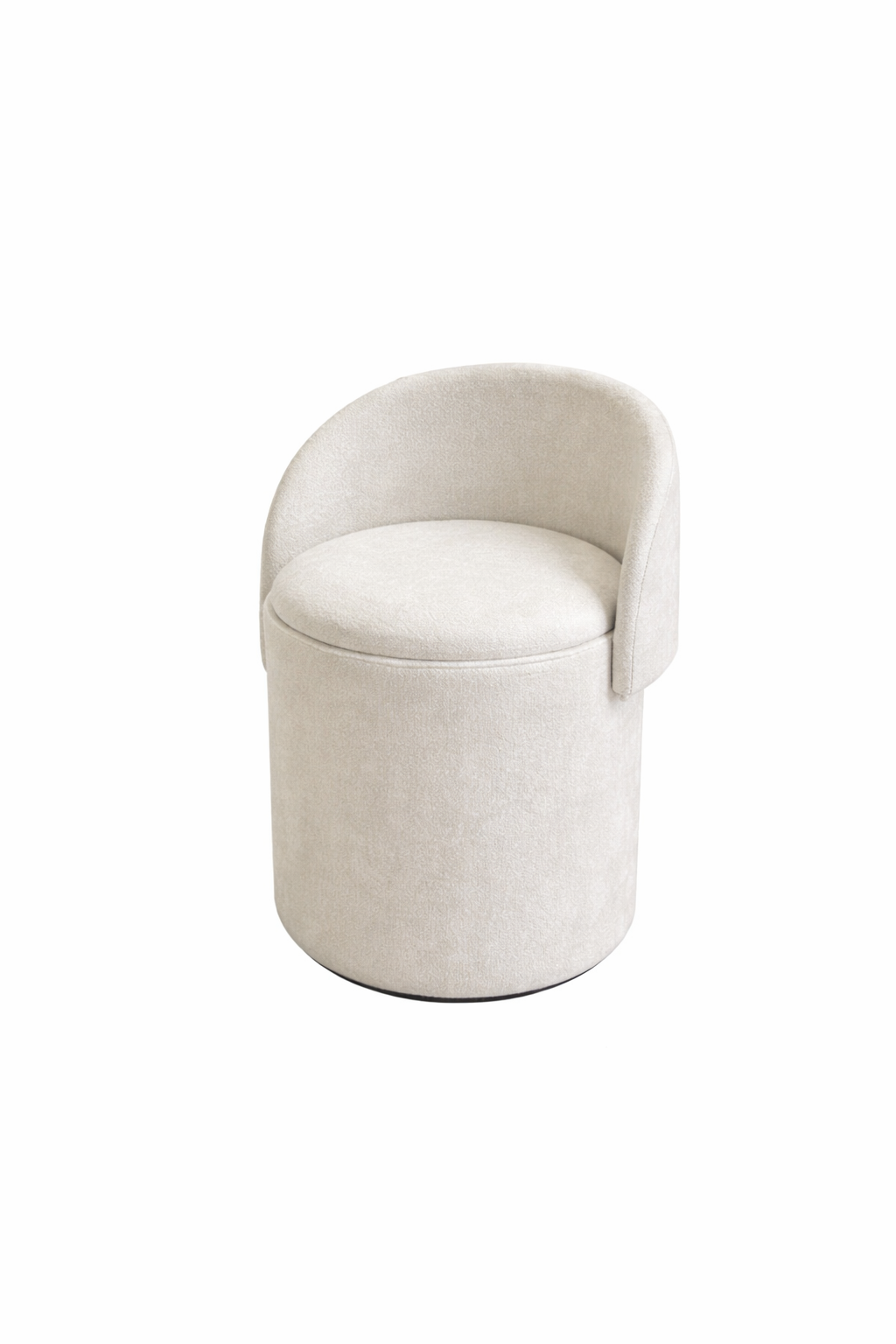JULLIEN Storage Vanity Chair swivel Ivory Nubby Linen fabric | InSTYLE Home & Rugs