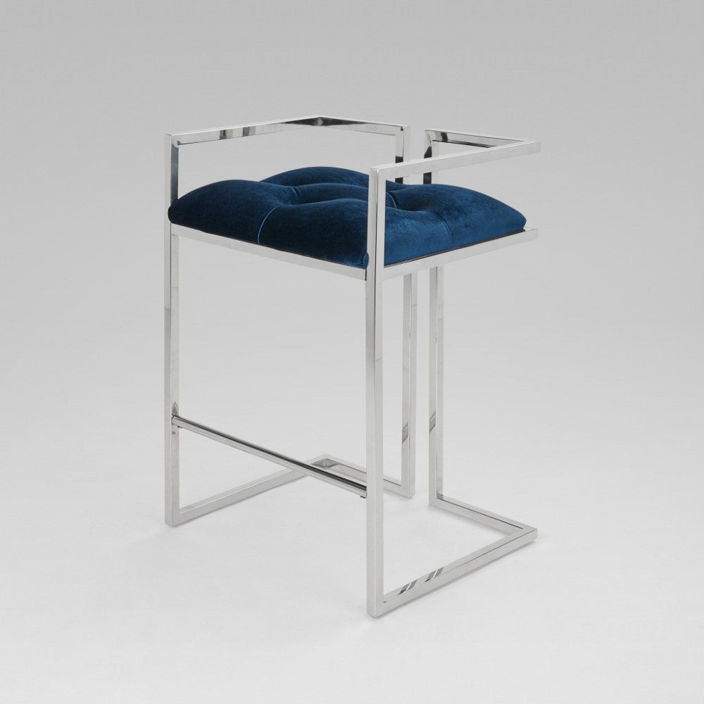 Coralie Counter Chair GY-COU-8051 Blue Velvet w/ steel base - adjustable table base for custom furniture design | Image 1 | InSTYLE Home & Rugs