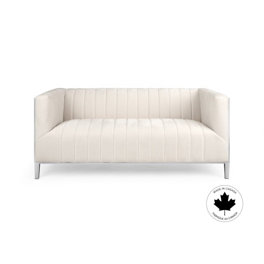 CONRAD Loveseat GY-LS-7992 Silver Satin w/ steel frame - perfect for small spaces or as an accent in larger rooms | Image 1 | InSTYLE Home & Rugs