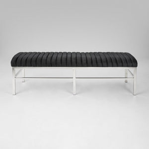 CHANNEL Bench GY-BC-7936 Sky Black Velvet - perfect for entryways or patios | Image 2 | InSTYLE Home & Rugs
