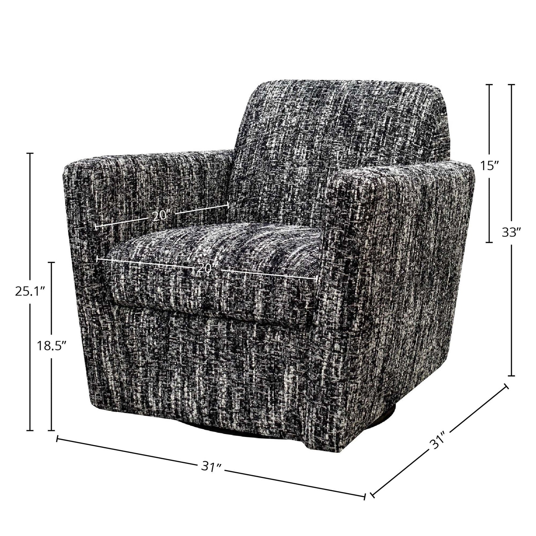 Cooper Swivel Club Chair - durable construction for long-lasting use | Image 3 | InSTYLE Home & Rugs