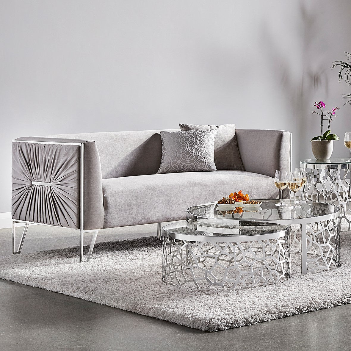 TRURO LOVESEAT Grey Velvet | InSTYLE Home & Rugs