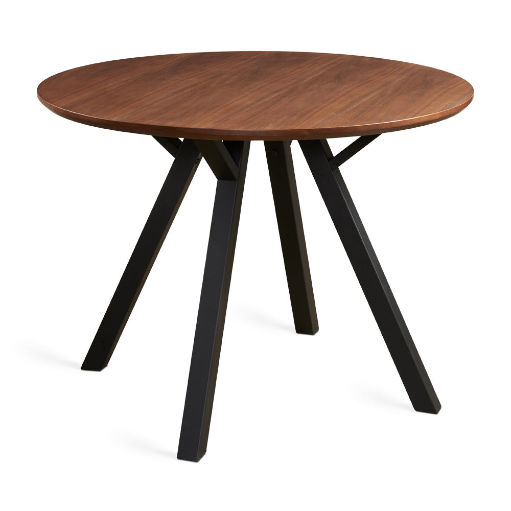 DENTON Round Dining Table Black Walnut Veneer TABLE BLACK FRAME - modern black & walnut dining chair | Image 1 | InSTYLE Home & Rugs