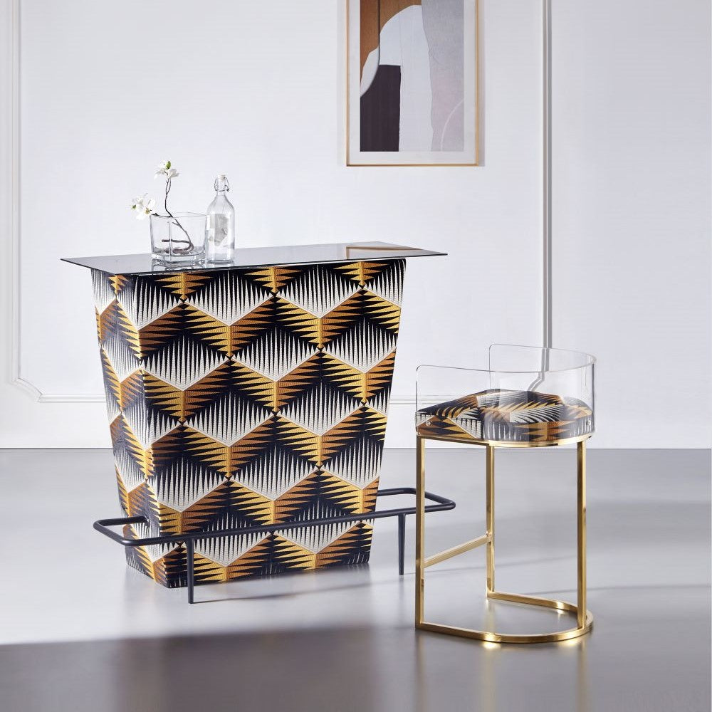 LUCCA Acrylic Counter Stool E-Grey Velvet Polished steel | InSTYLE Home & Rugs