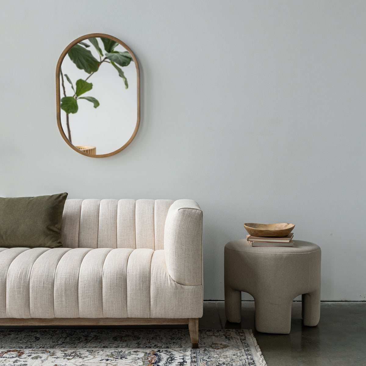 Elliot 2-Seat Sofa in cream performance fabric with oak legs | InSTYLE Home & Rugs