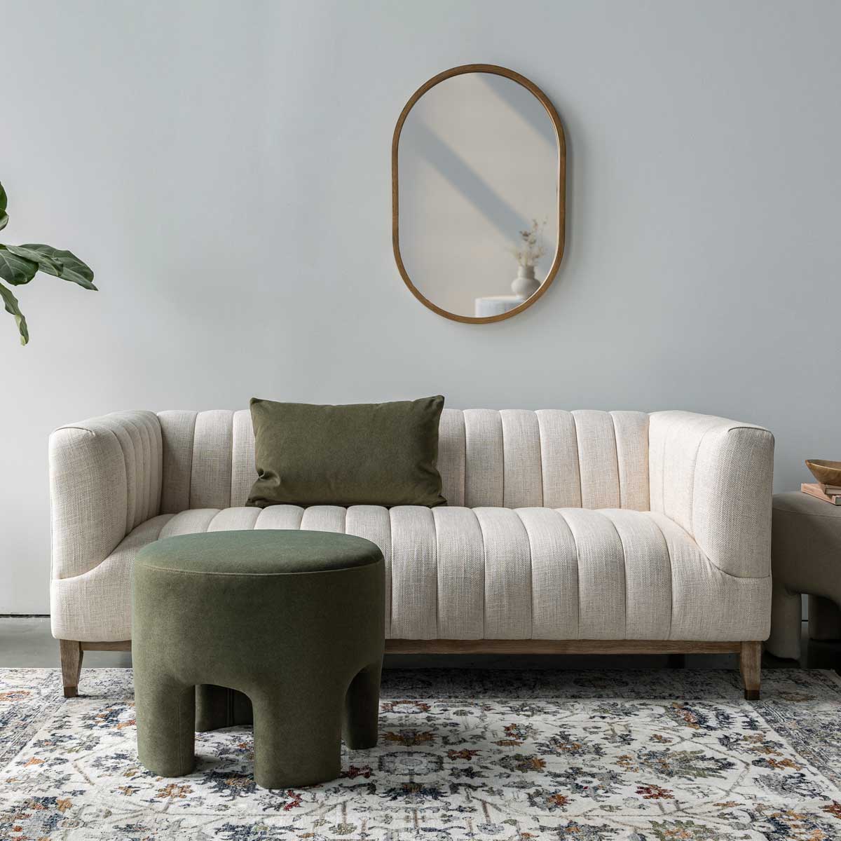 Elliot 2-Seat Sofa in cream performance fabric with oak legs | InSTYLE Home & Rugs
