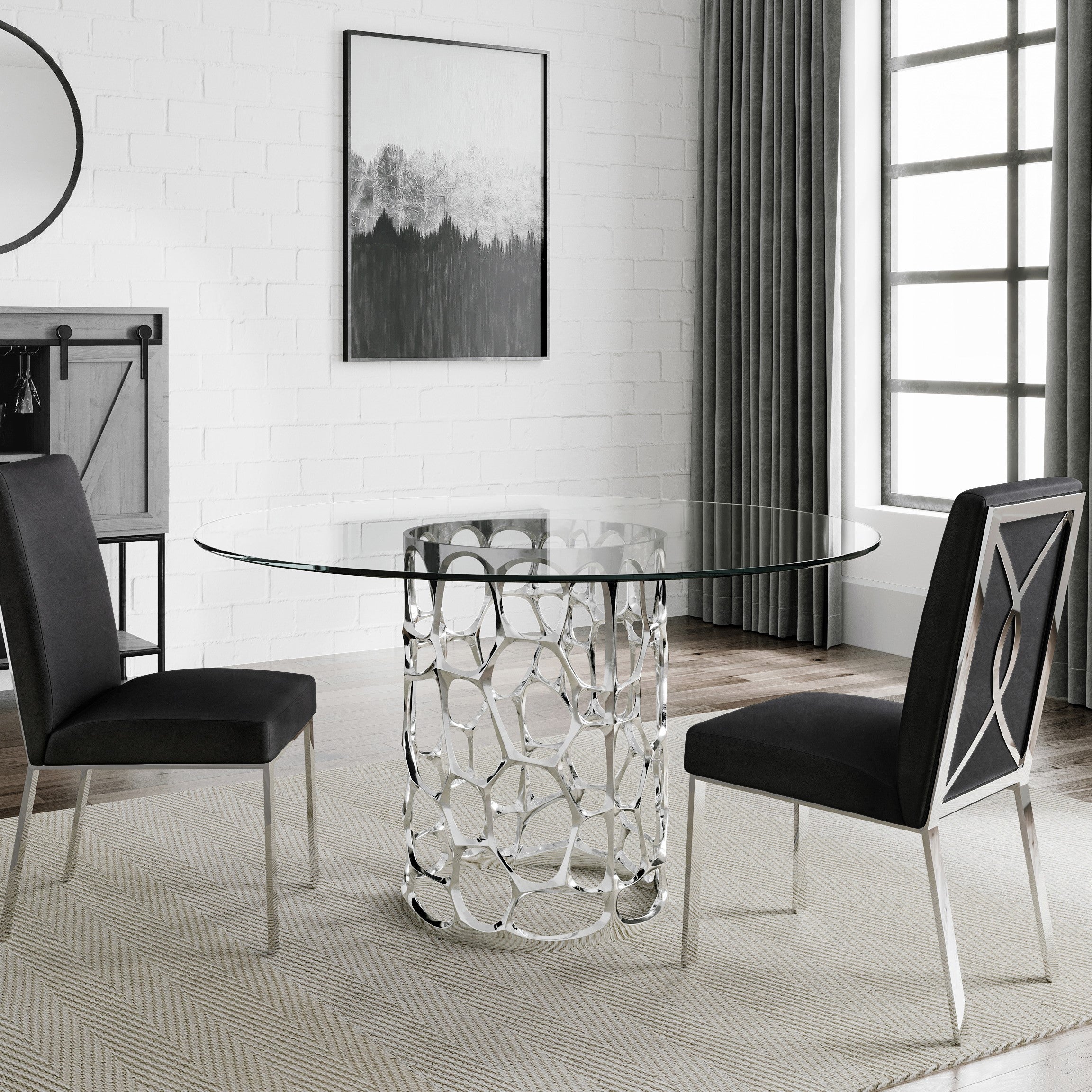 EMILIANO Dining Chair E-charcoal velvet silver frame | InSTYLE Home & Rugs