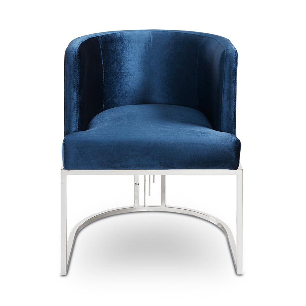 THEO chair GY-DC-8517 blue velvet polished steel finish - durable construction for long-lasting use | Image 2 | InSTYLE Home & Rugs