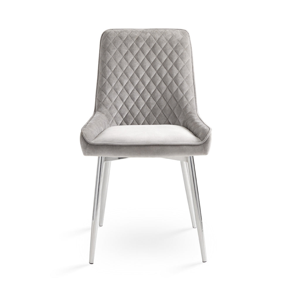 Emily Dining Chair Dark Grey Velvet Chrome Legs - modern grey & chrome dining chair | Image 1 | InSTYLE Home & Rugs