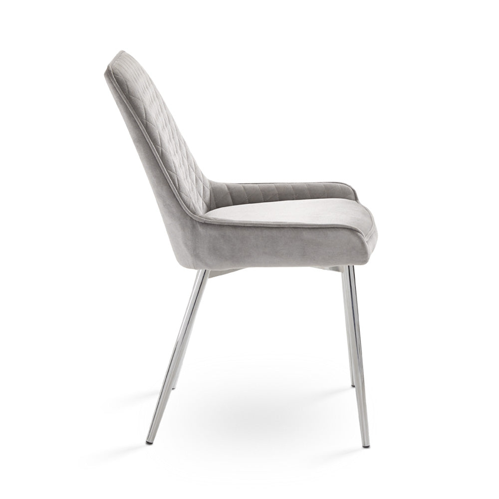 Emily Dining Chair Pink Velvet Chrome Legs - modern chrome & pink dining chair | Image 1 | InSTYLE Home & Rugs