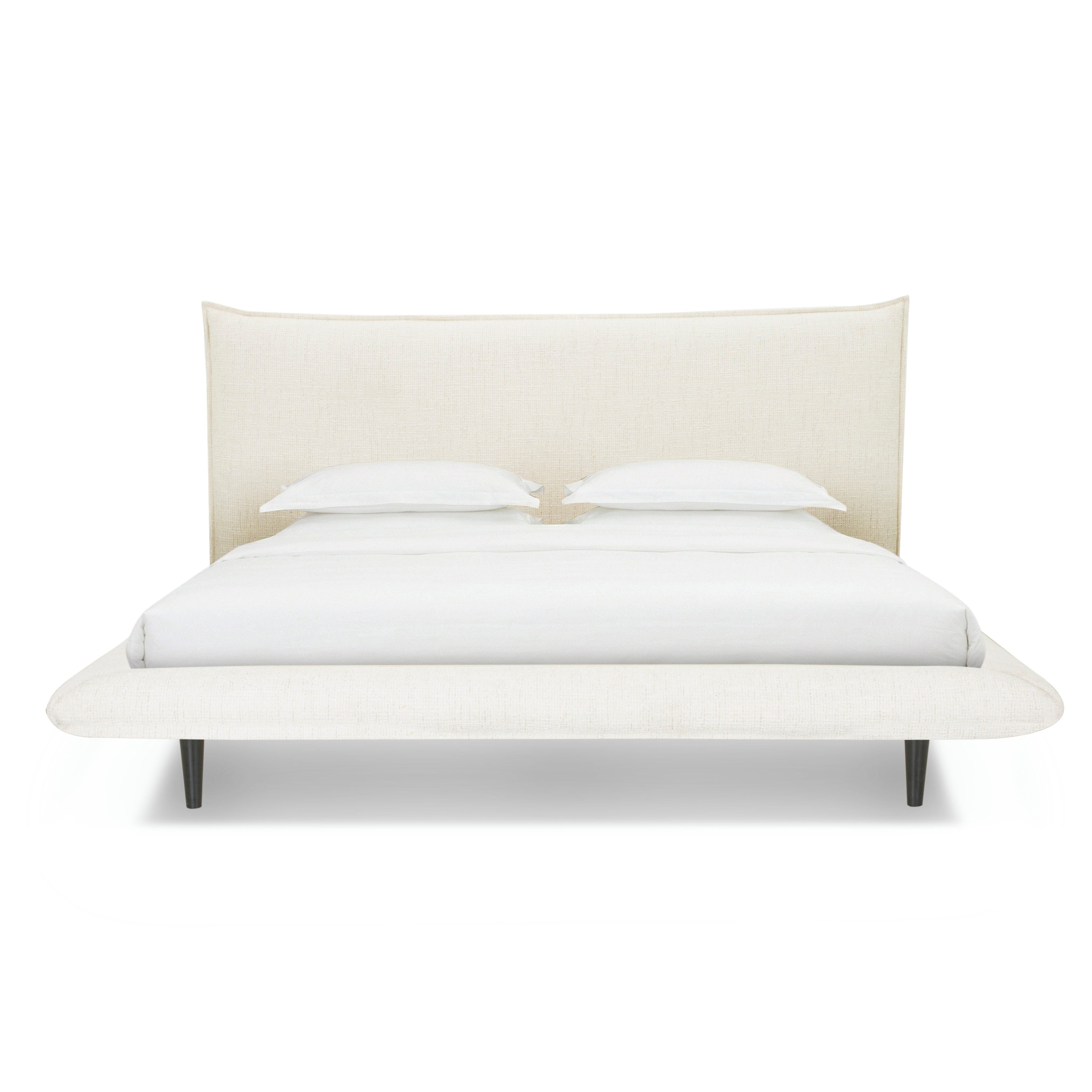 Fable upholstered bed in ecru fabric with curved footboard | InSTYLE Home & Rugs