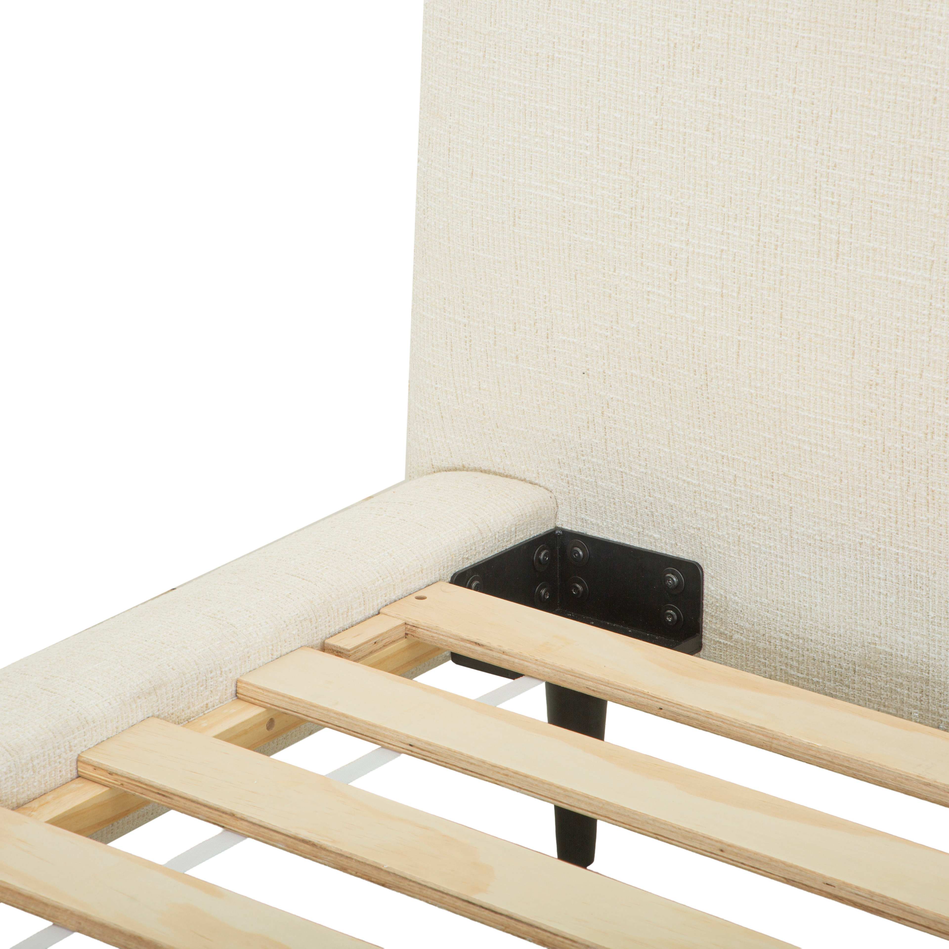 Fable upholstered bed in ecru fabric with curved footboard | InSTYLE Home & Rugs
