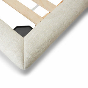 Fable upholstered bed in ecru fabric with curved footboard | InSTYLE Home & Rugs
