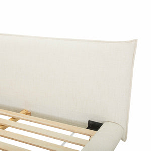Fable upholstered bed in ecru fabric with curved footboard | InSTYLE Home & Rugs