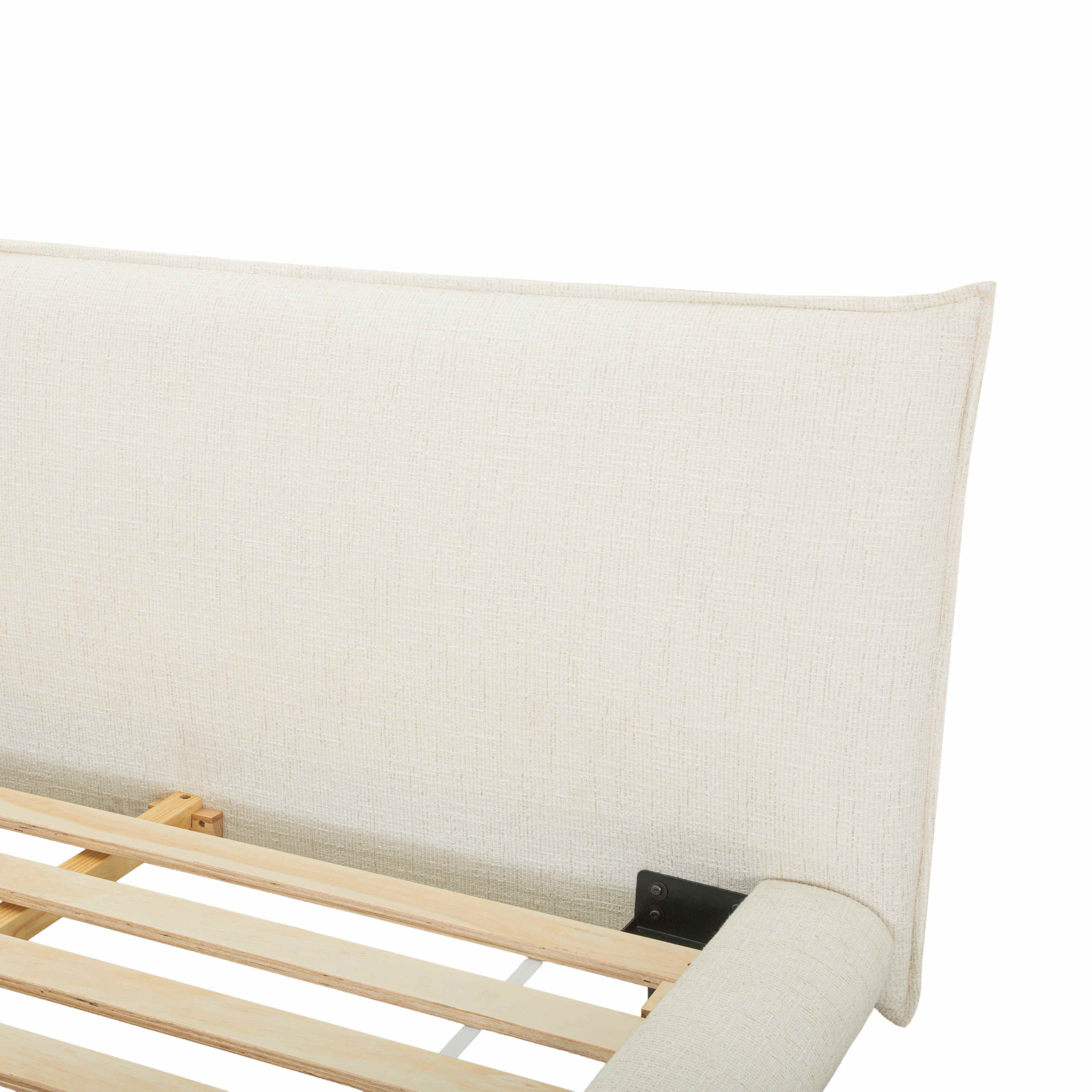 Fable upholstered bed in ecru fabric with curved footboard | InSTYLE Home & Rugs