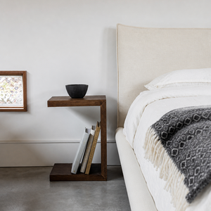 Fable upholstered bed in ecru fabric with curved footboard | InSTYLE Home & Rugs