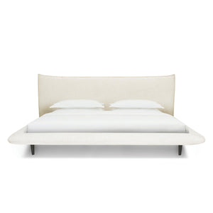 Fable upholstered bed in ecru fabric with curved footboard | InSTYLE Home & Rugs