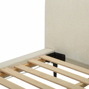 Fable upholstered bed in ecru fabric with curved footboard | InSTYLE Home & Rugs