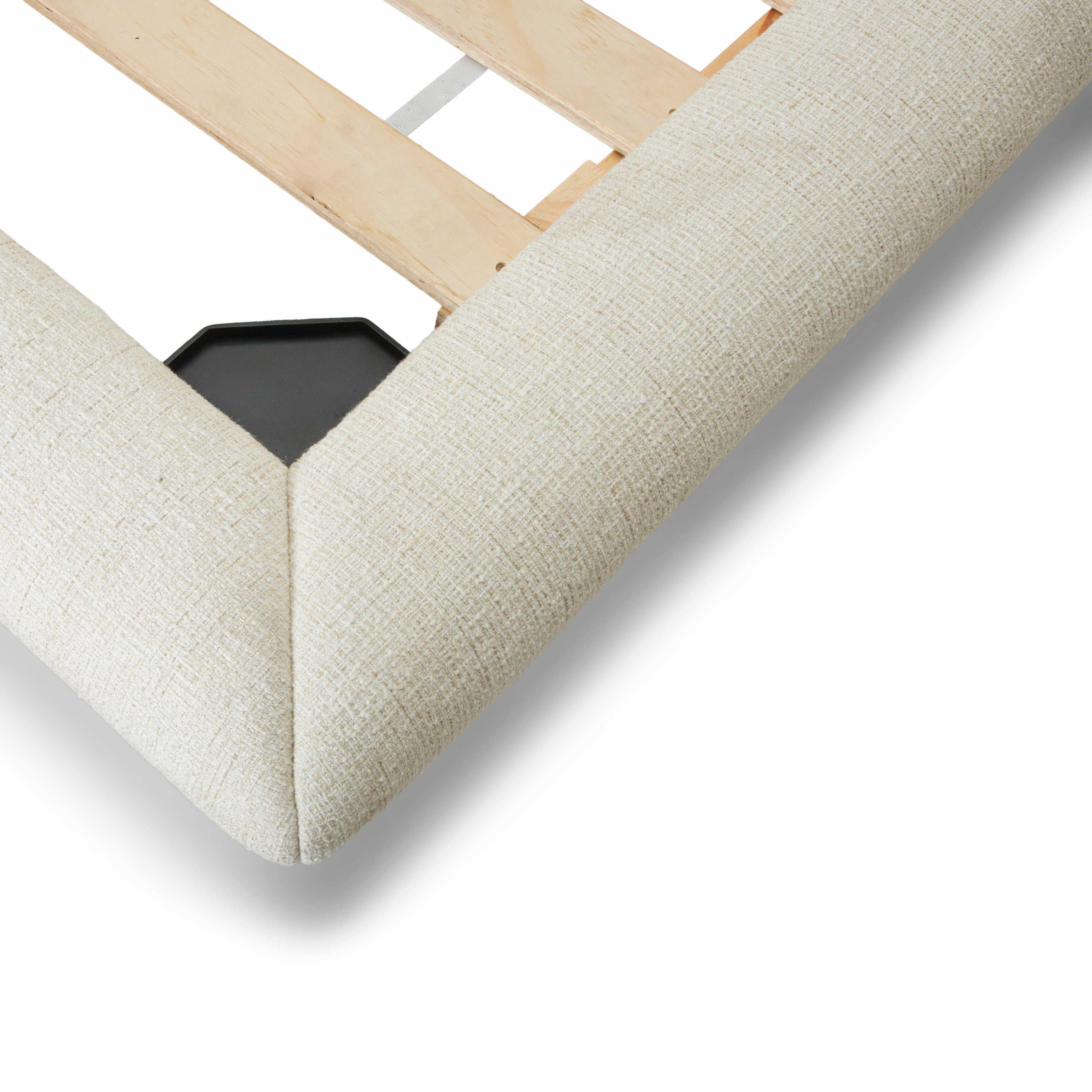 Fable upholstered bed in ecru fabric with curved footboard | InSTYLE Home & Rugs