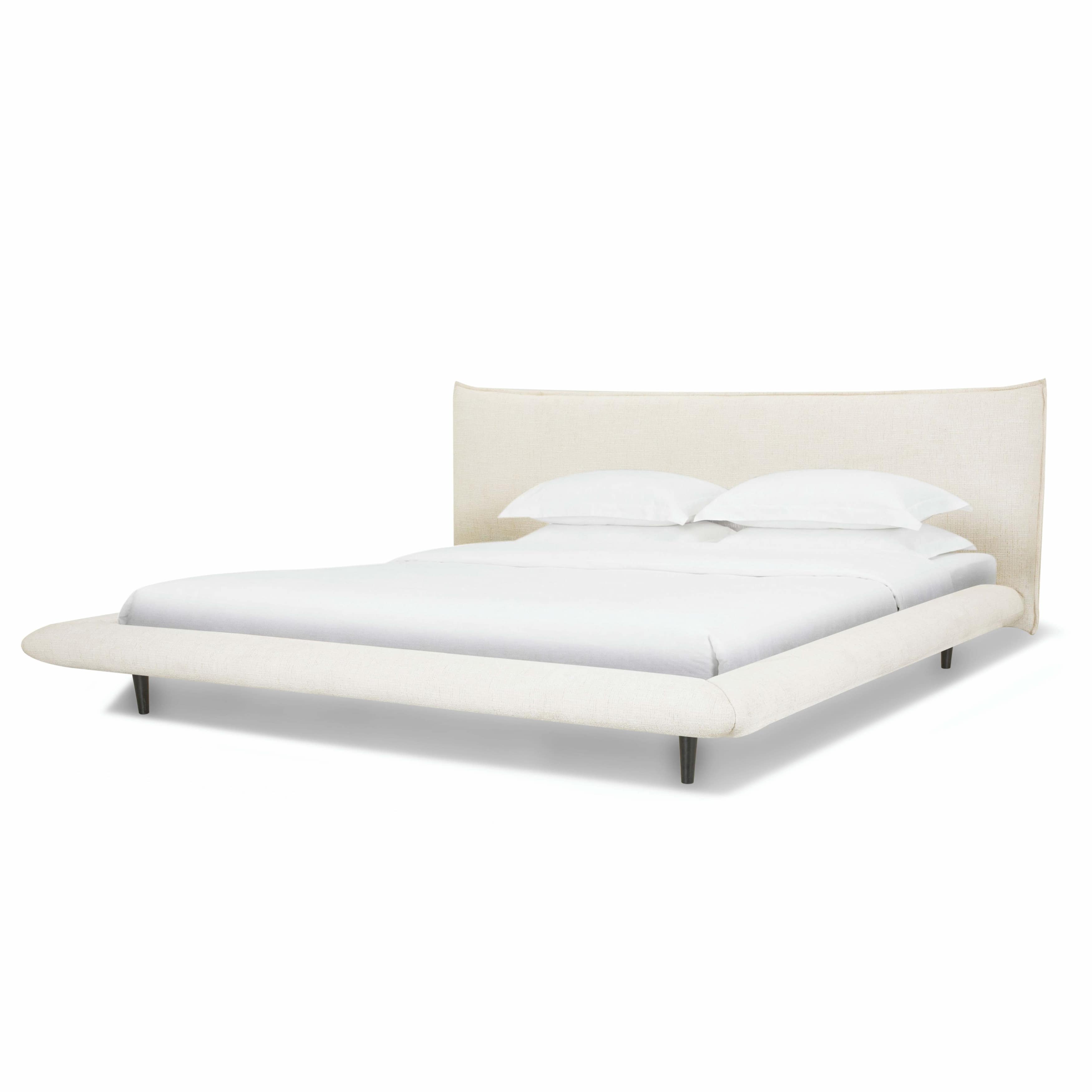 Fable upholstered bed in ecru fabric with curved footboard | InSTYLE Home & Rugs