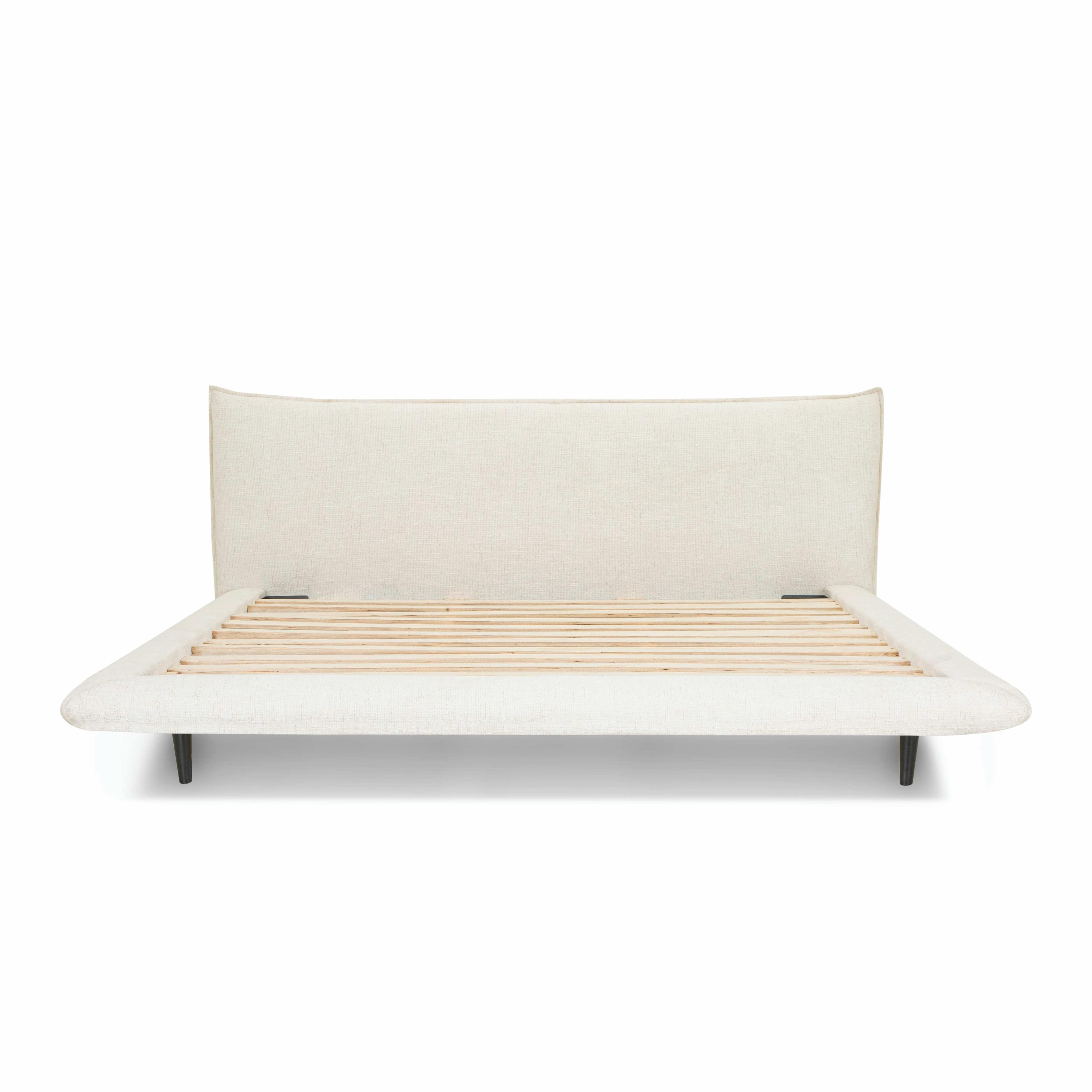 Fable upholstered bed in ecru fabric with curved footboard | InSTYLE Home & Rugs