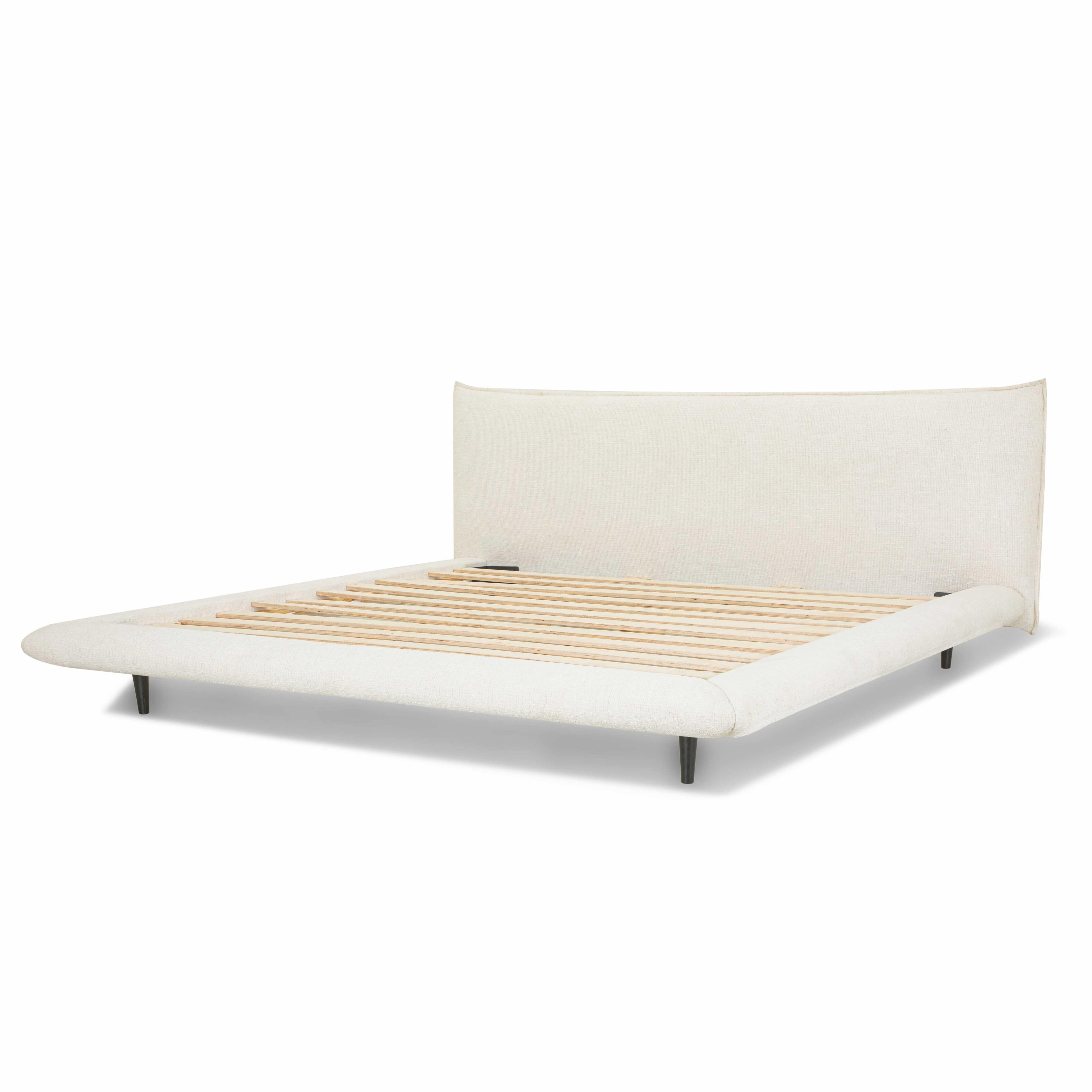Fable upholstered bed in ecru fabric with curved footboard | InSTYLE Home & Rugs