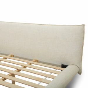 Fable upholstered bed in ecru fabric with curved footboard | InSTYLE Home & Rugs