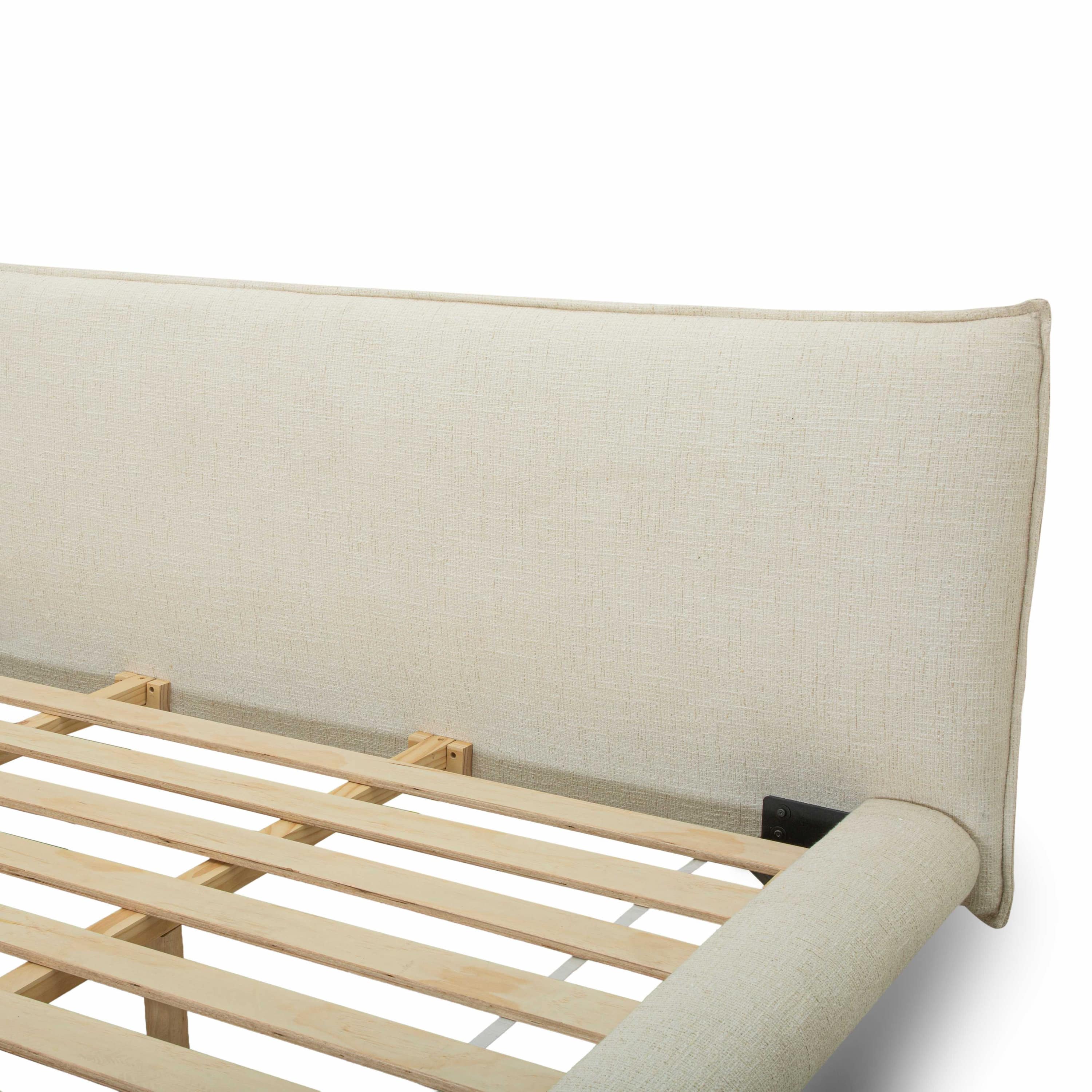Fable upholstered bed in ecru fabric with curved footboard | InSTYLE Home & Rugs