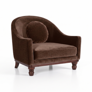 February Accent Chair in Velvet Coffee with rubberwood legs | InSTYLE Home & Rugs
