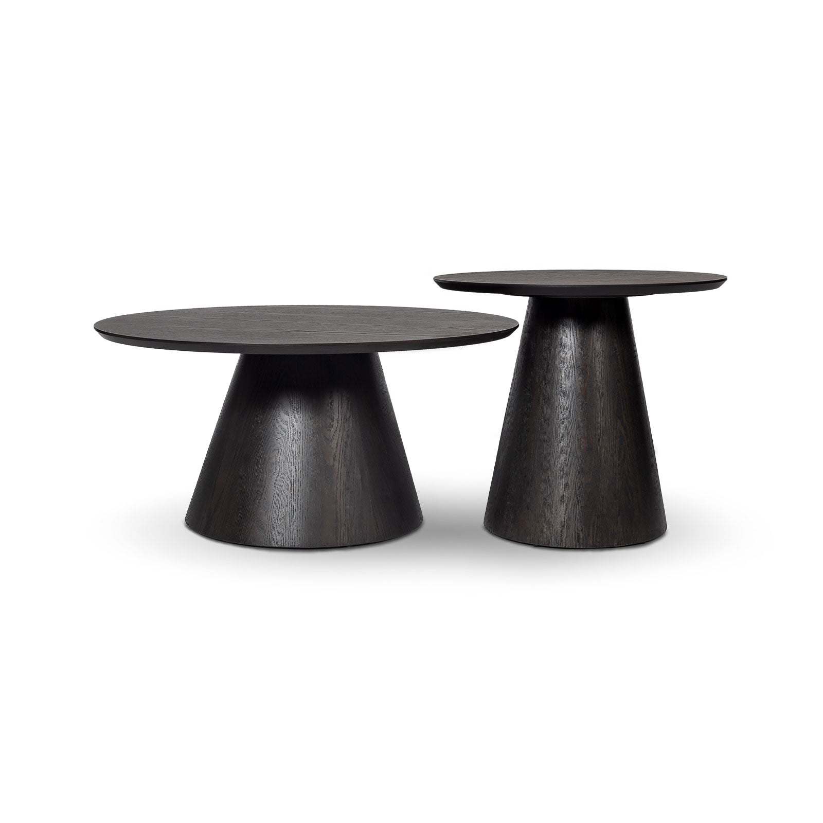 Fête Table Set with round coffee table and accent table in smoked ash veneer | InSTYLE Home & Rugs