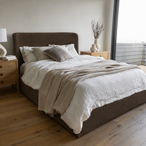 Filly upholstered bed in Velvet Coffee with curved headboard | InSTYLE Home & Rugs