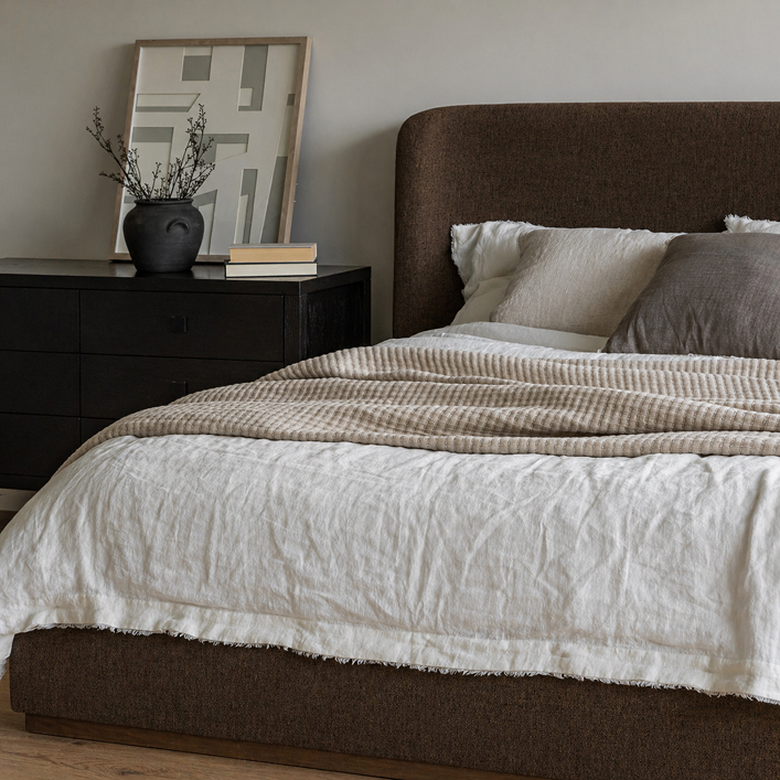 Filly upholstered bed in Velvet Coffee with curved headboard | InSTYLE Home & Rugs