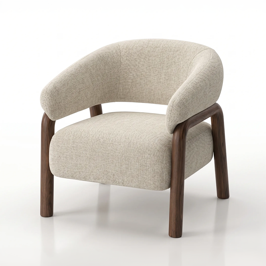 Foley Accent Chair in ecru fabric with solid wood legs | InSTYLE Home & Rugs