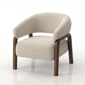 Foley Accent Chair in ecru fabric with solid wood legs | InSTYLE Home & Rugs