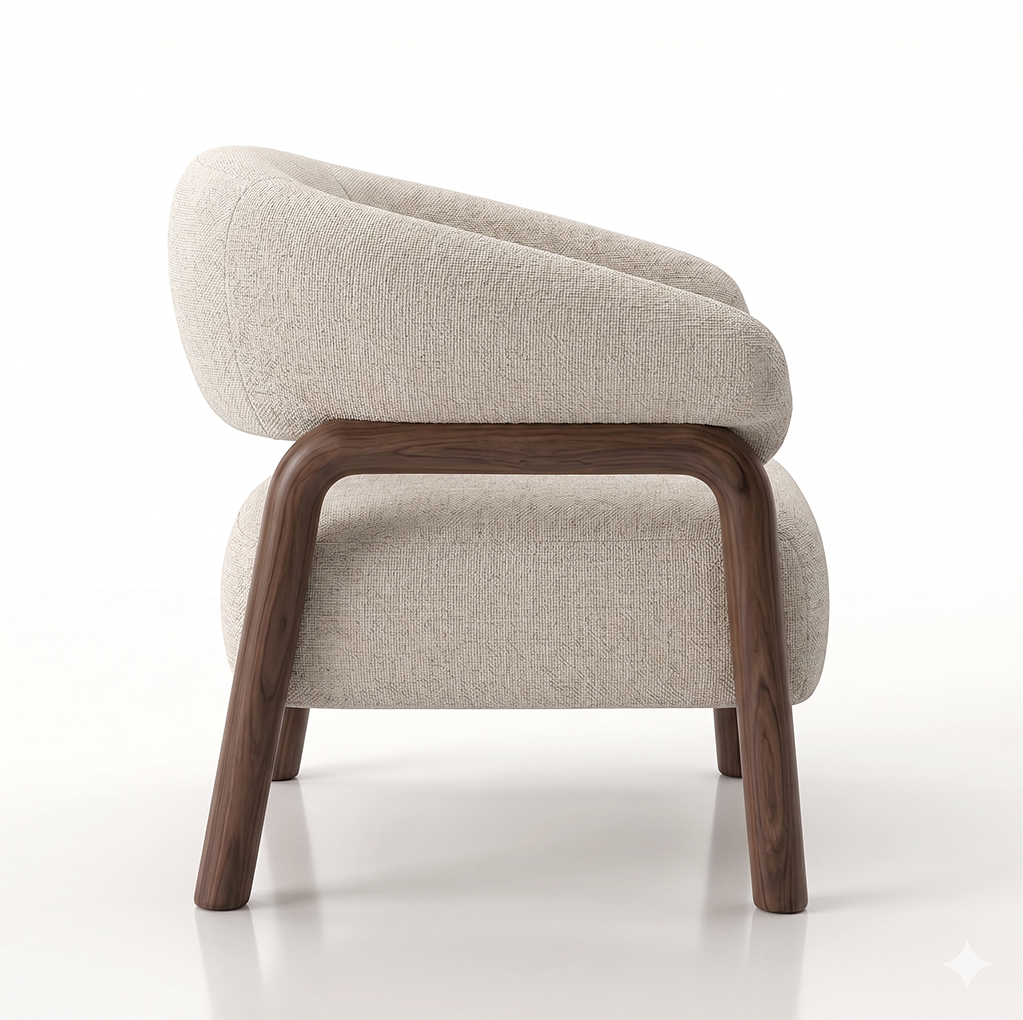 Foley Accent Chair in ecru fabric with solid wood legs | InSTYLE Home & Rugs