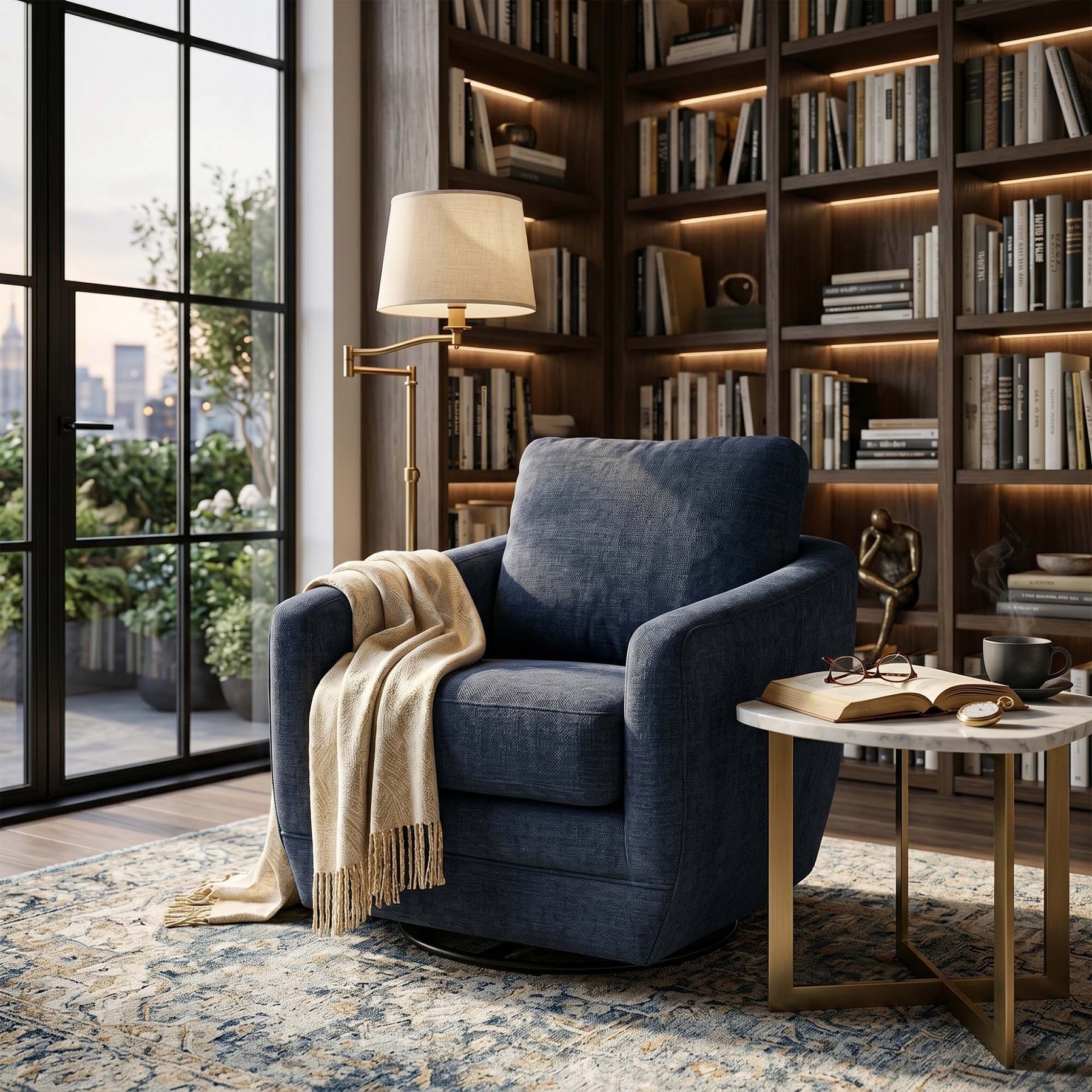 Baltimo Swivel Glider - cozy armchair for reading and relaxation | Image 2 | InSTYLE Home & Rugs