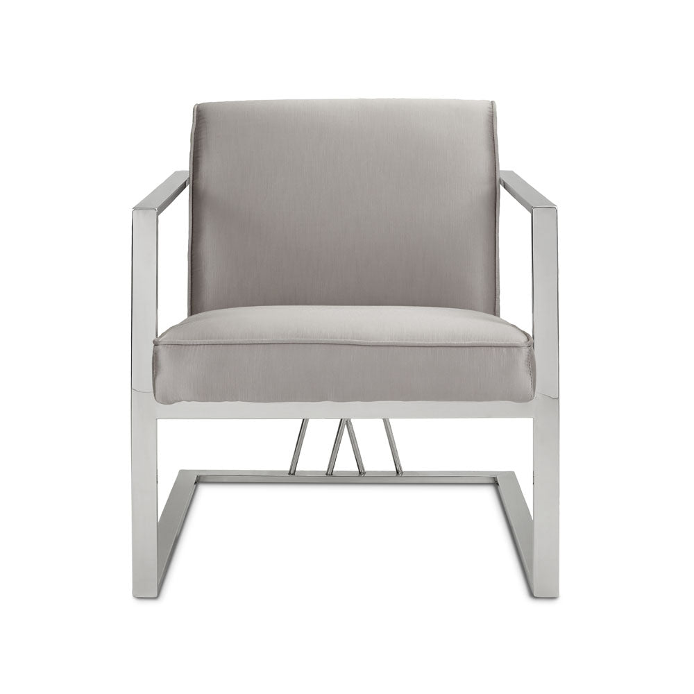 FAIRMONT Accent Chair Silver Satin w/ Steel | InSTYLE Home & Rugs