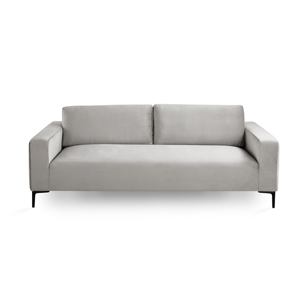 FRANCO 3-Seater Grey Velvet BLACK LEGS | InSTYLE Home & Rugs