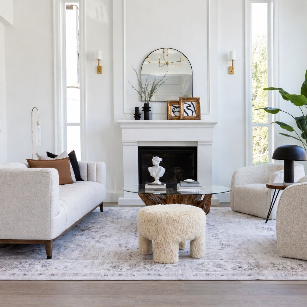 Ginger Ottoman — Downy Cream Faux Fur Accent Ottoman - faux-fur accent ottoman in downy cream | Image 6 | InSTYLE Home & Rugs