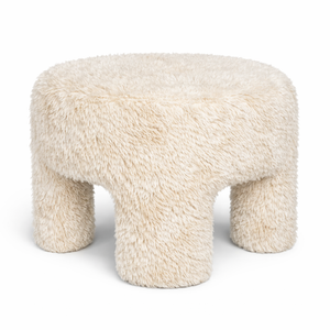 Ginger Ottoman — Downy Cream Faux Fur Accent Ottoman - faux-fur accent ottoman in downy cream | Image 1 | InSTYLE Home & Rugs