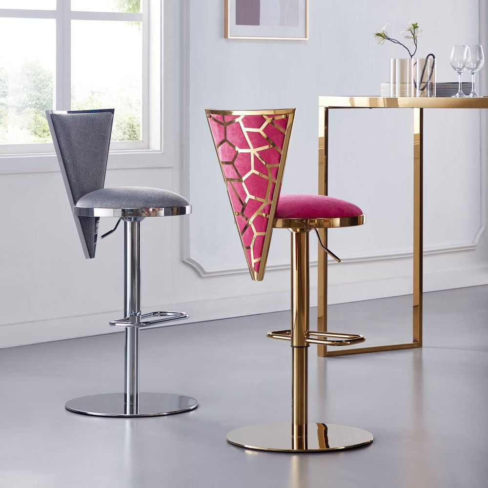 TURIN Adjustable Bar Stool White Aspen PU Polished Steel | InSTYLE Home & Rugs