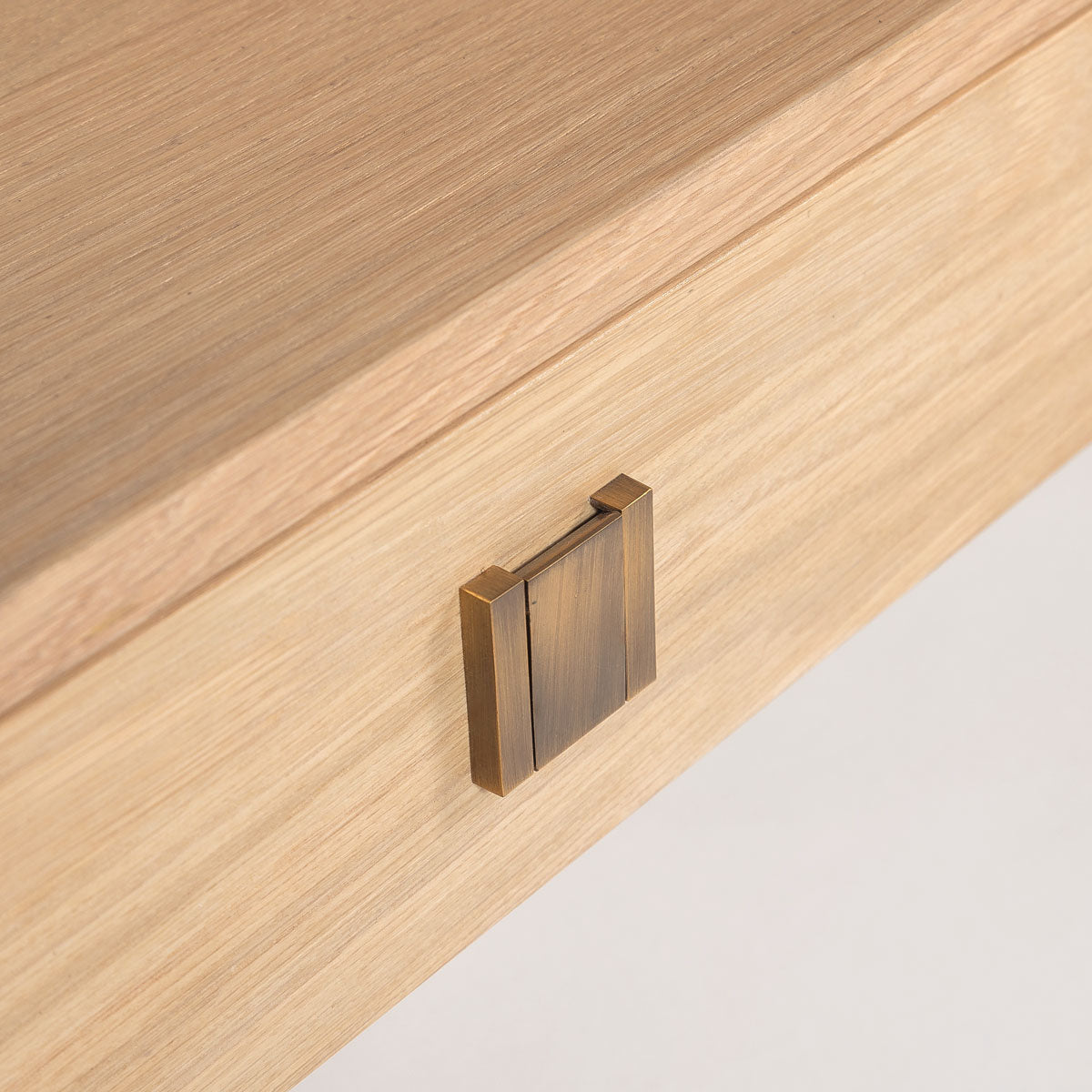 Hara Coffee Table in natural oak with drawer and brushed gold hardware | InSTYLE Home & Rugs